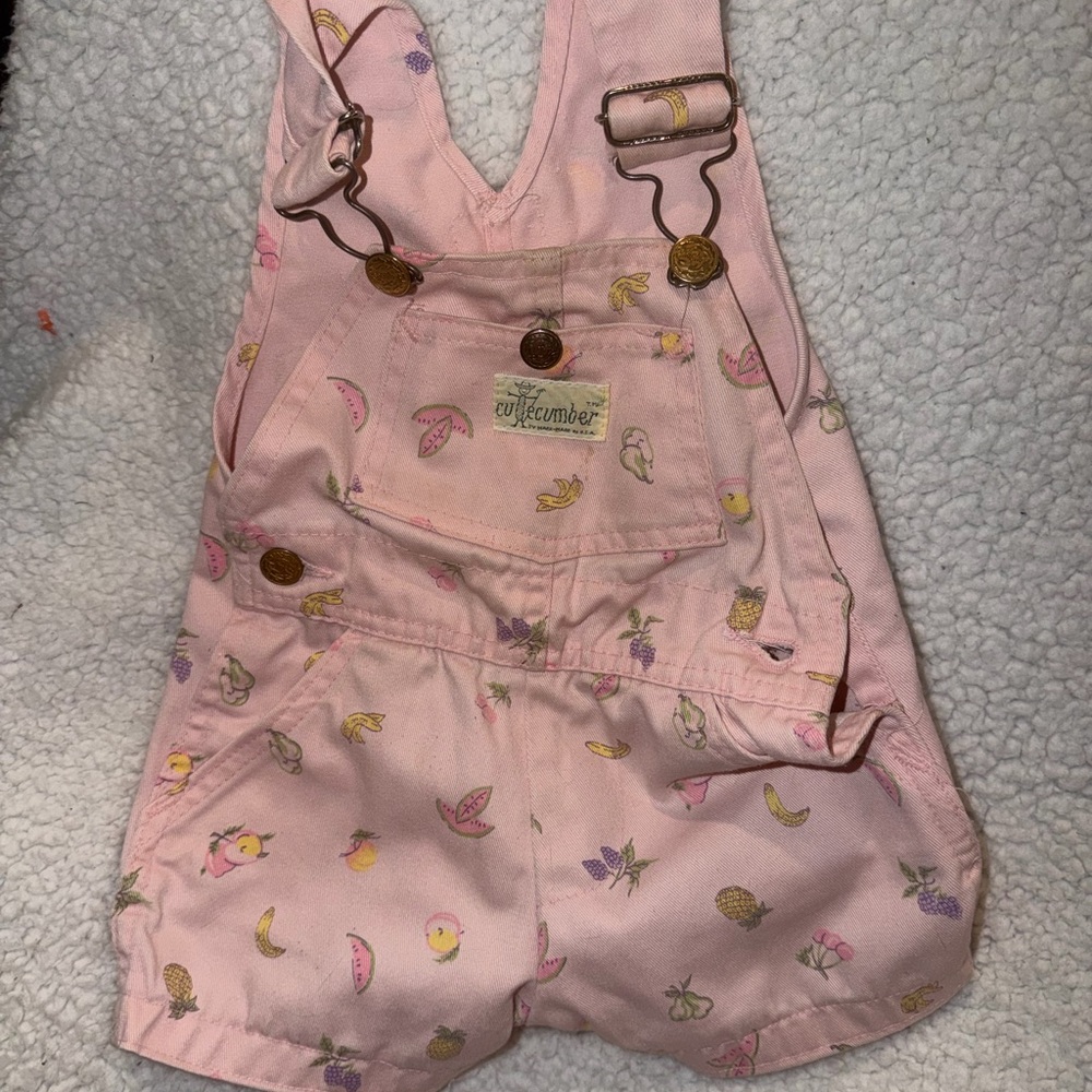 Pink Overalls with Fruit Print